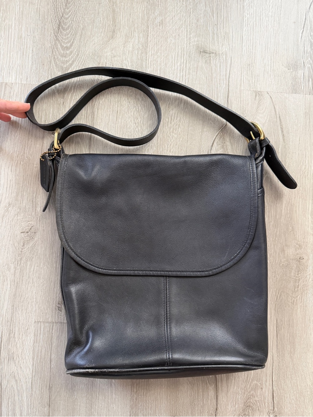 Vintage Coach Whitney Flap Bag Black Leather Crossbody Shoulder Purse 4115